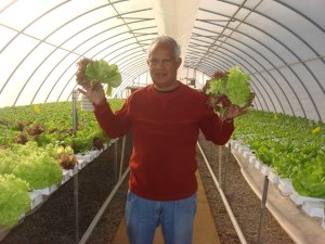 Gene Jones entouré de 6 000 laitues