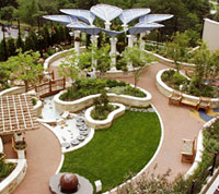 Décrit dans le livre, le Olson Family Garden à l’hôpital pour enfants de Saint Louis est une oasis de 750 m2 installée en terrasse.